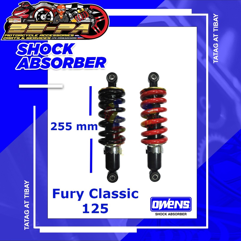 Owens 255mm Mono Shock For Fury Classic Cbr 150 V1 V2 V3 Rusi SSX200