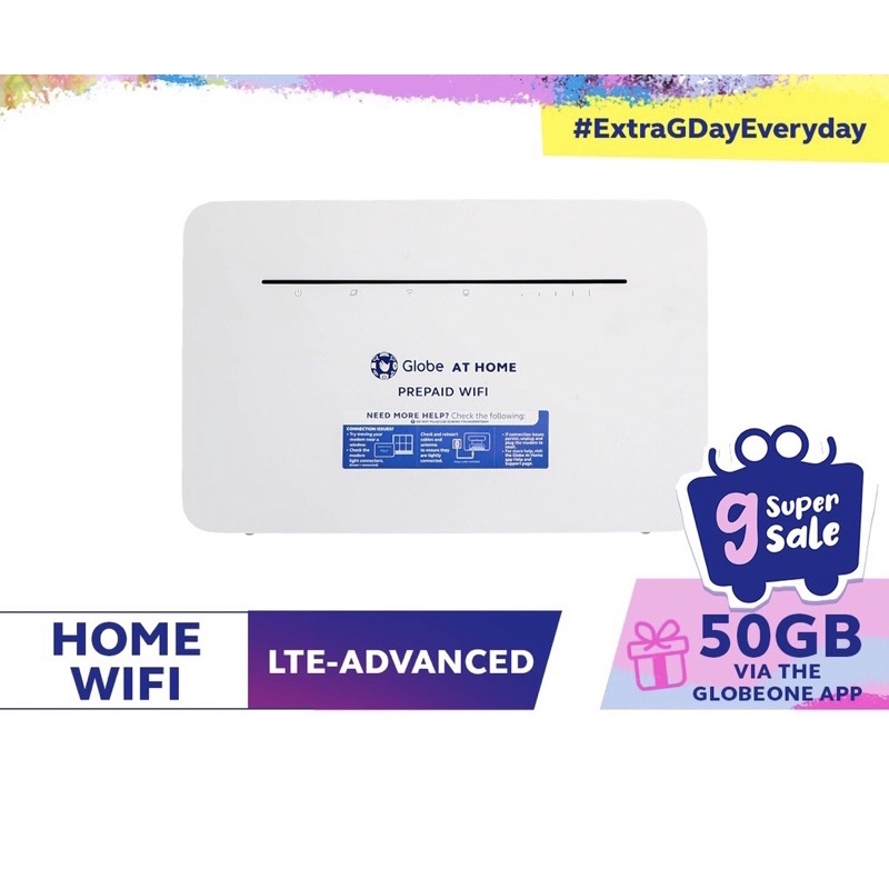 Globe At Home Prepaid WiFi LTE Advanced Modem 50GB Free Shopee