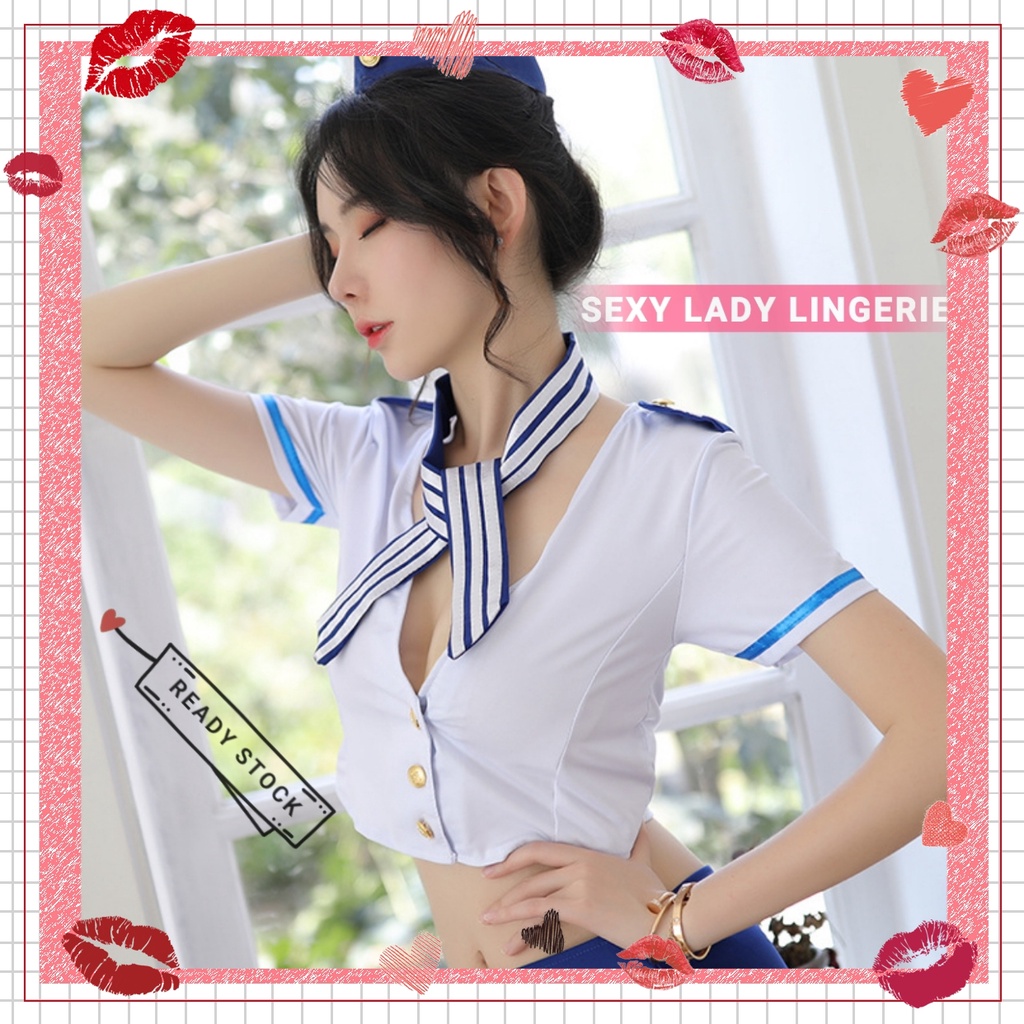 High End Sexy Lingerie Air Stewardess Cosplay Uniform Exotic Flying
