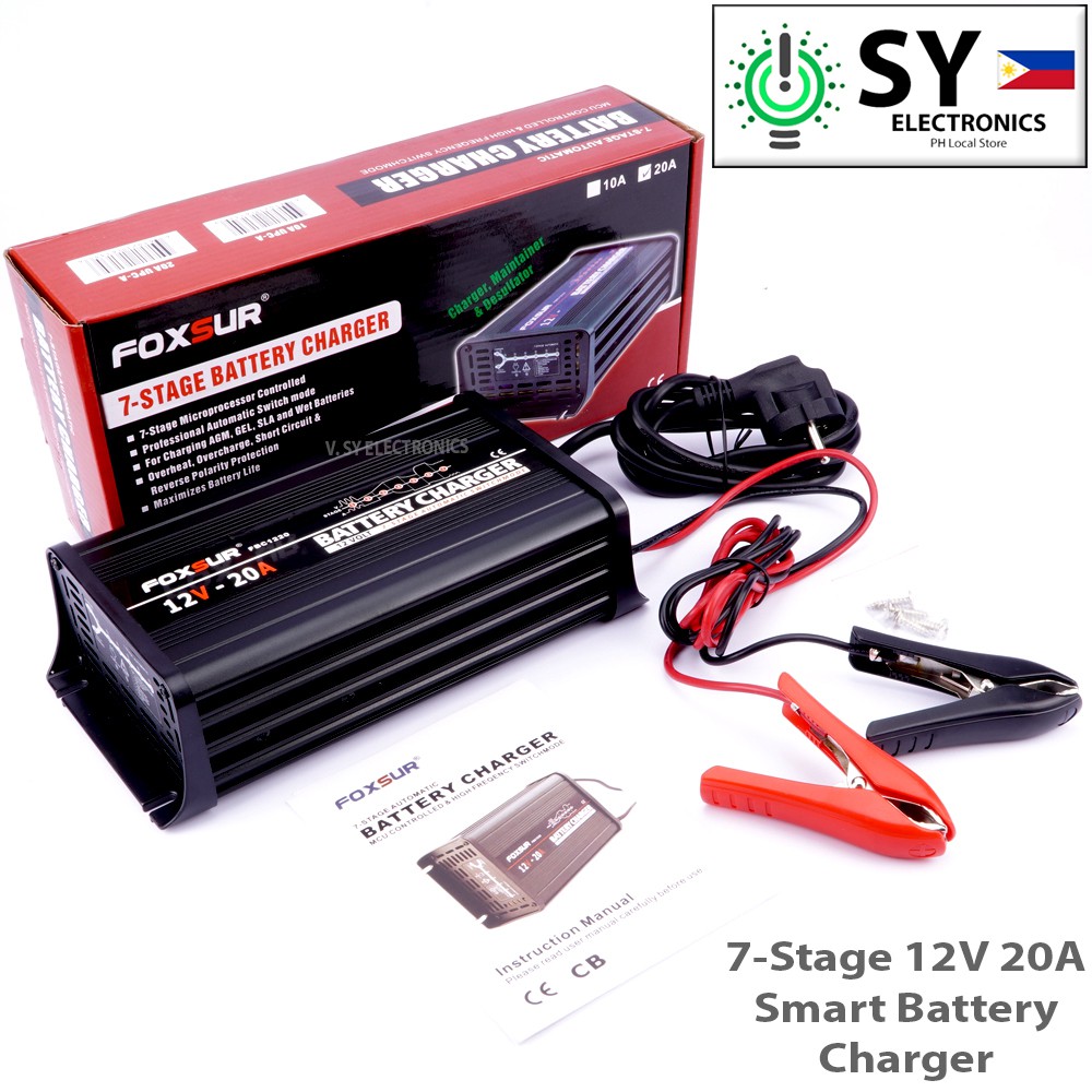 FOXSUR 12V 20A 300W 7 Stage Smart Lead Acid Battery Charger Car Auto