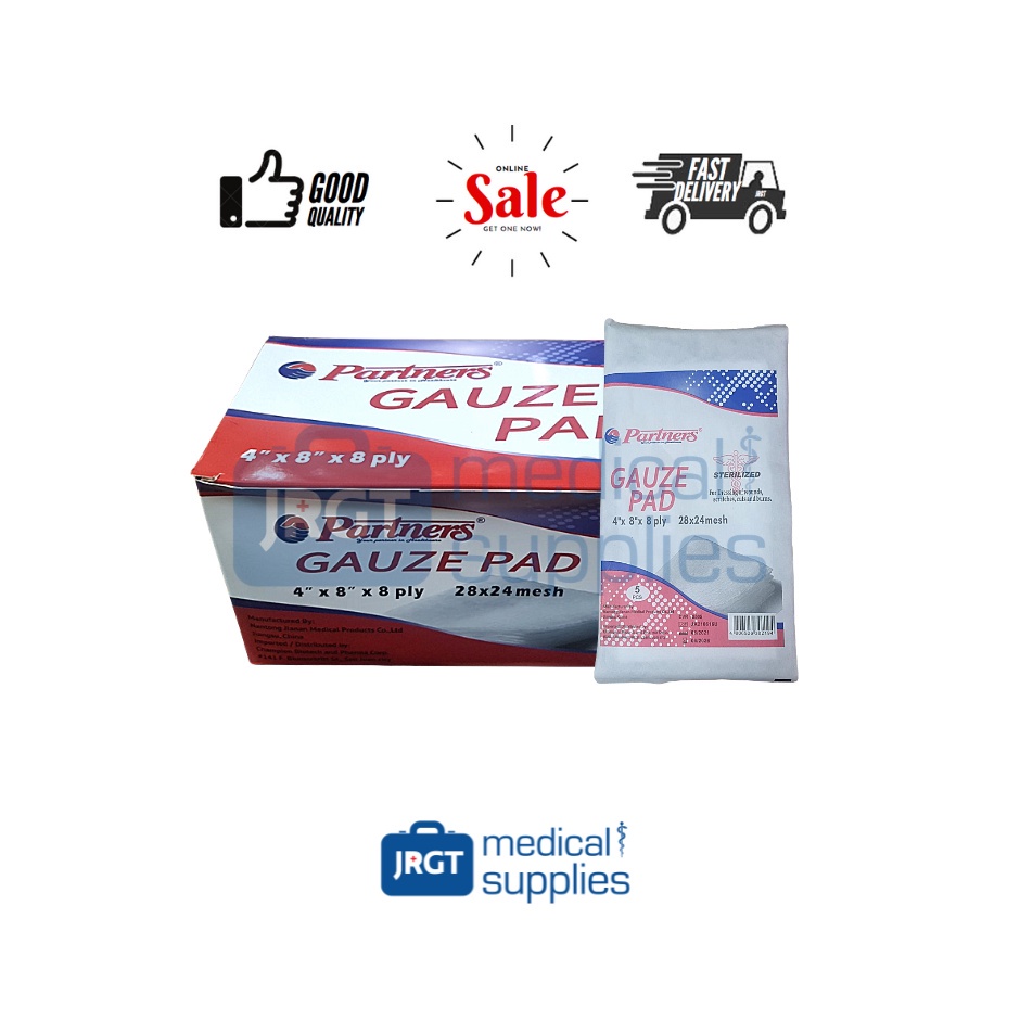 Partners Sterile Gauze Pad 4 X 8 X 8 Ply 1 BOX 20 Packs 100pcs