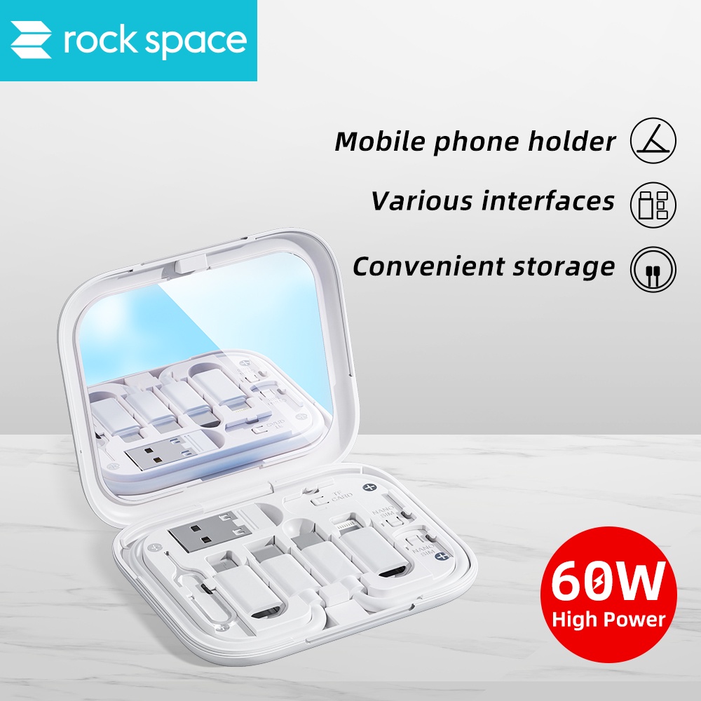 Rock Space 60W Multifunctional Fast Charging USB Data Cable Set Storage