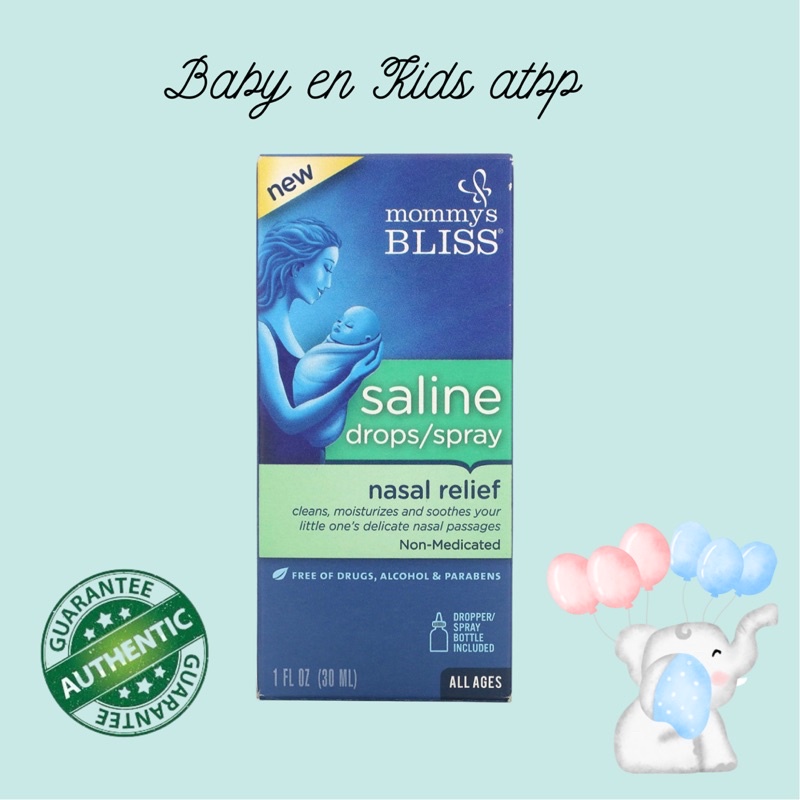 On Hand Mommys Bliss Baby Saline Drops Spray Nasal Relief 30ml