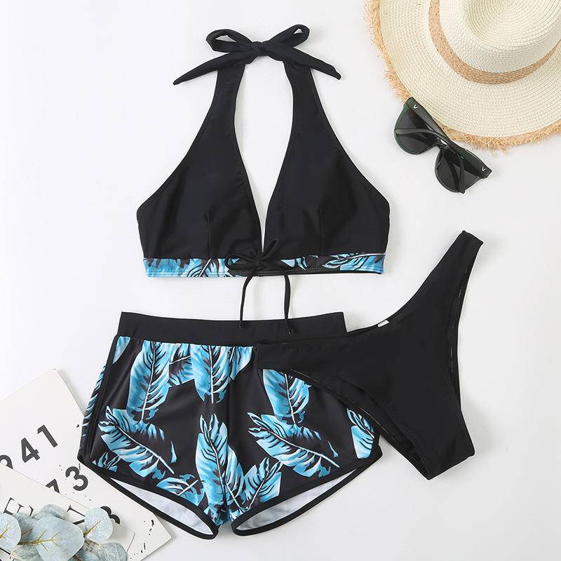 2022 New Split Three Piece Bikini Push Up Swimming Suits Women Beach