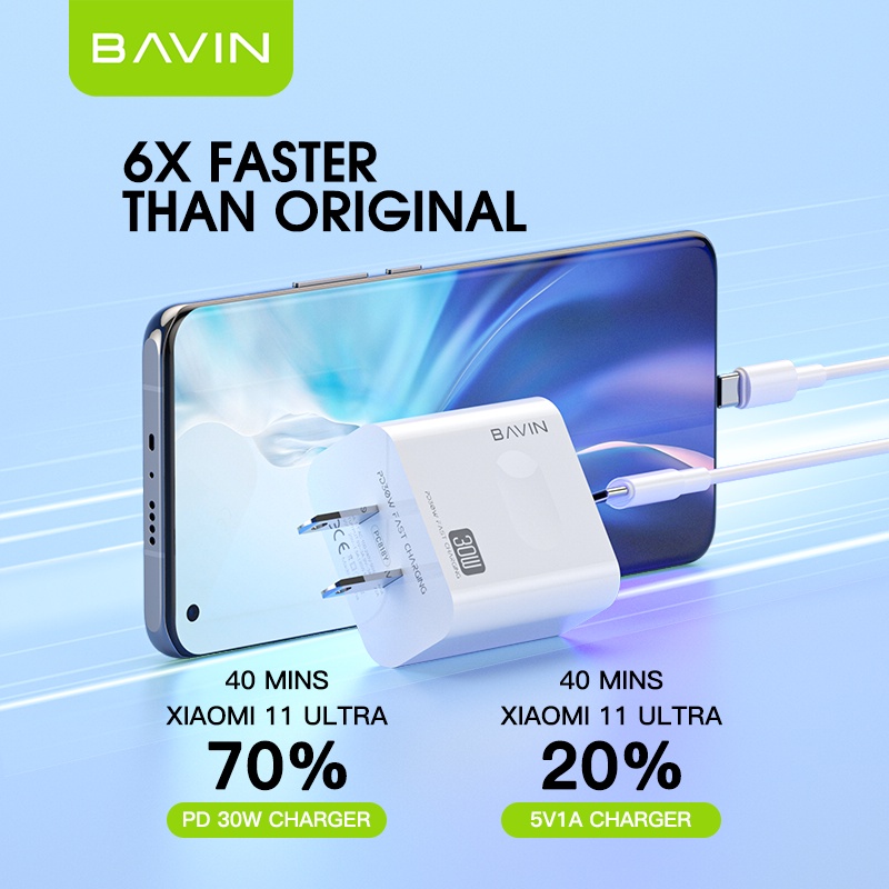 BAVIN PC818 30W Fast Charging Universal PD Fast Wall Charger Adapter