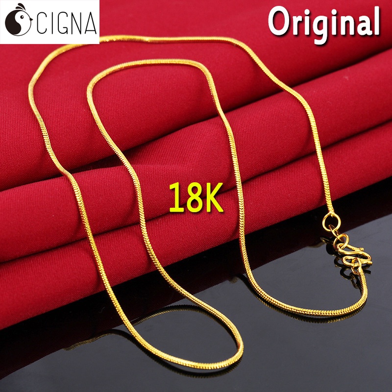 Original Gold 18k Pawnable Saudi Sleek Minimal Necklace Snake Bone