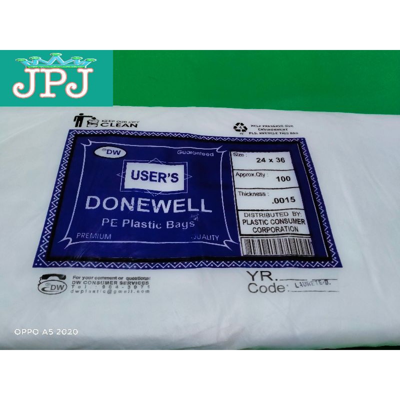 24x36 INCHES PE PLASTIC BAG 0015 THICKNESS DONEWELL PE BAG 100