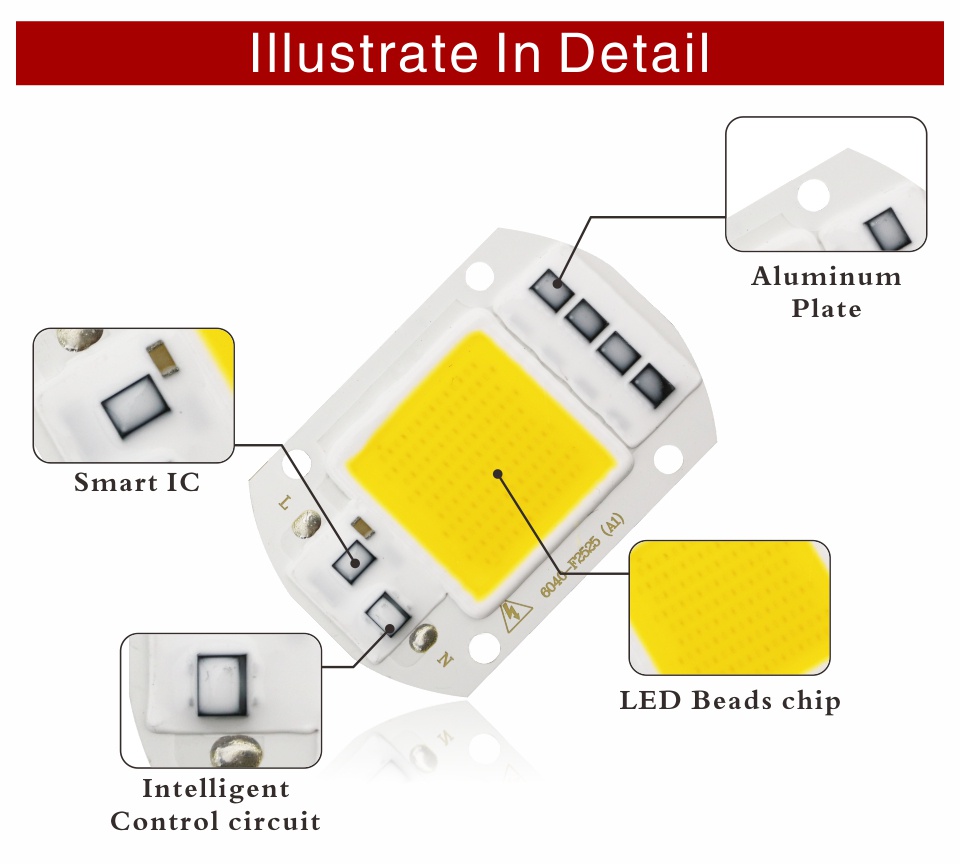 Got Liang LED Chip 10W 20W 30W 50W 220V COB Lamp Beads Smart IC No Need