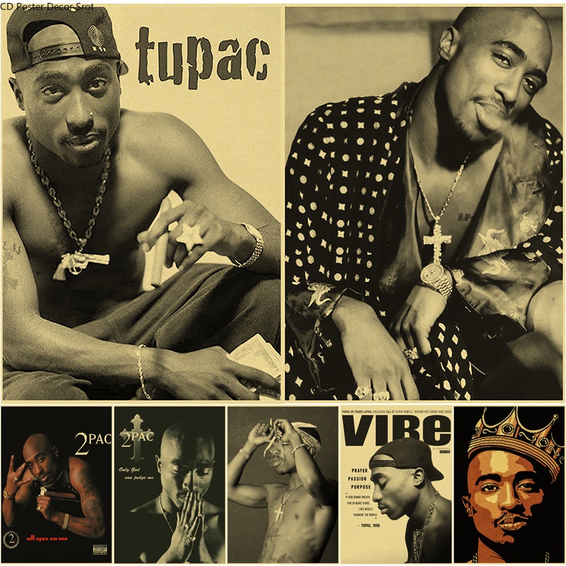 Hip Hop Singer Tupac Retro Poster Kraft Paper Pac Prints Posters