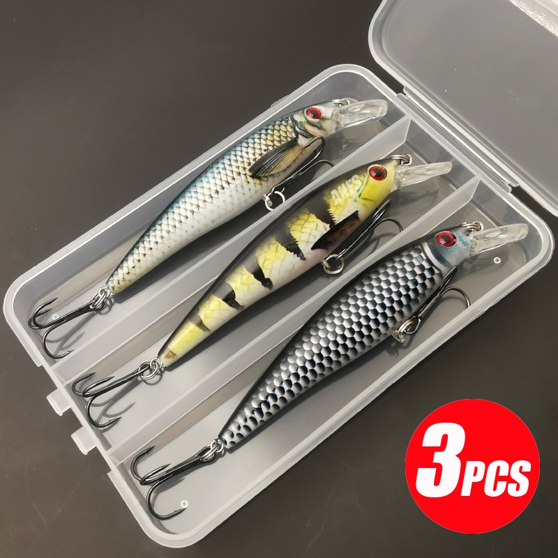 Piece Fishing Lure Kit Sinking Minnow Artificial Bait Wobbler Bass