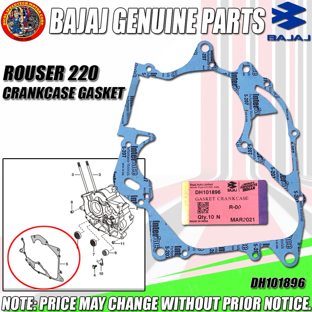 Rouser Crankcase Gasket Kmc Genuine Dh Shopee Philippines