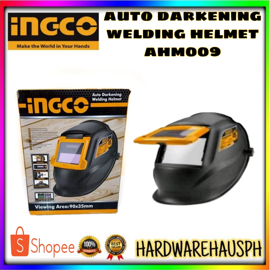 Ingco Solar Powered Auto Darkening Welding Helmet Mask Ahm Shopee