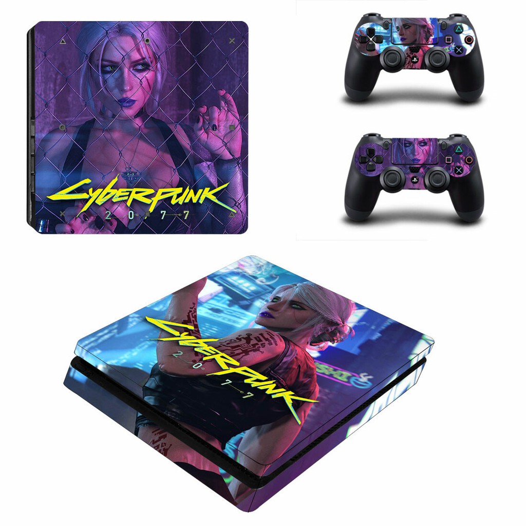 Cyberpunk Themed Skin Sticker Set For Ps Slim Console And