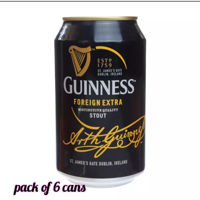 Guinness Fes Foreign Extra Stout Irish Beer Cans Ml Shopee