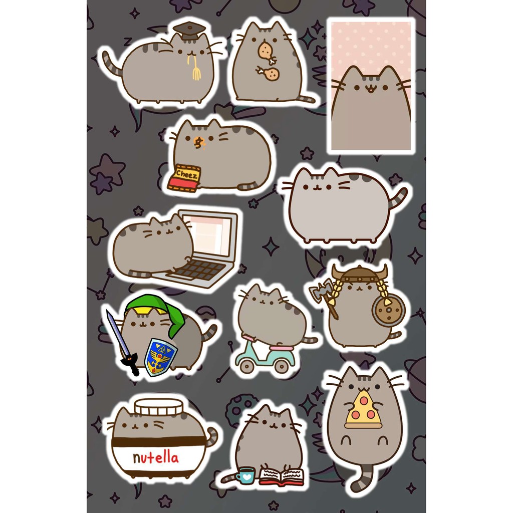 Pusheen Cat Set Stickers Vinyl Waterproof Sticker Regular Sticker