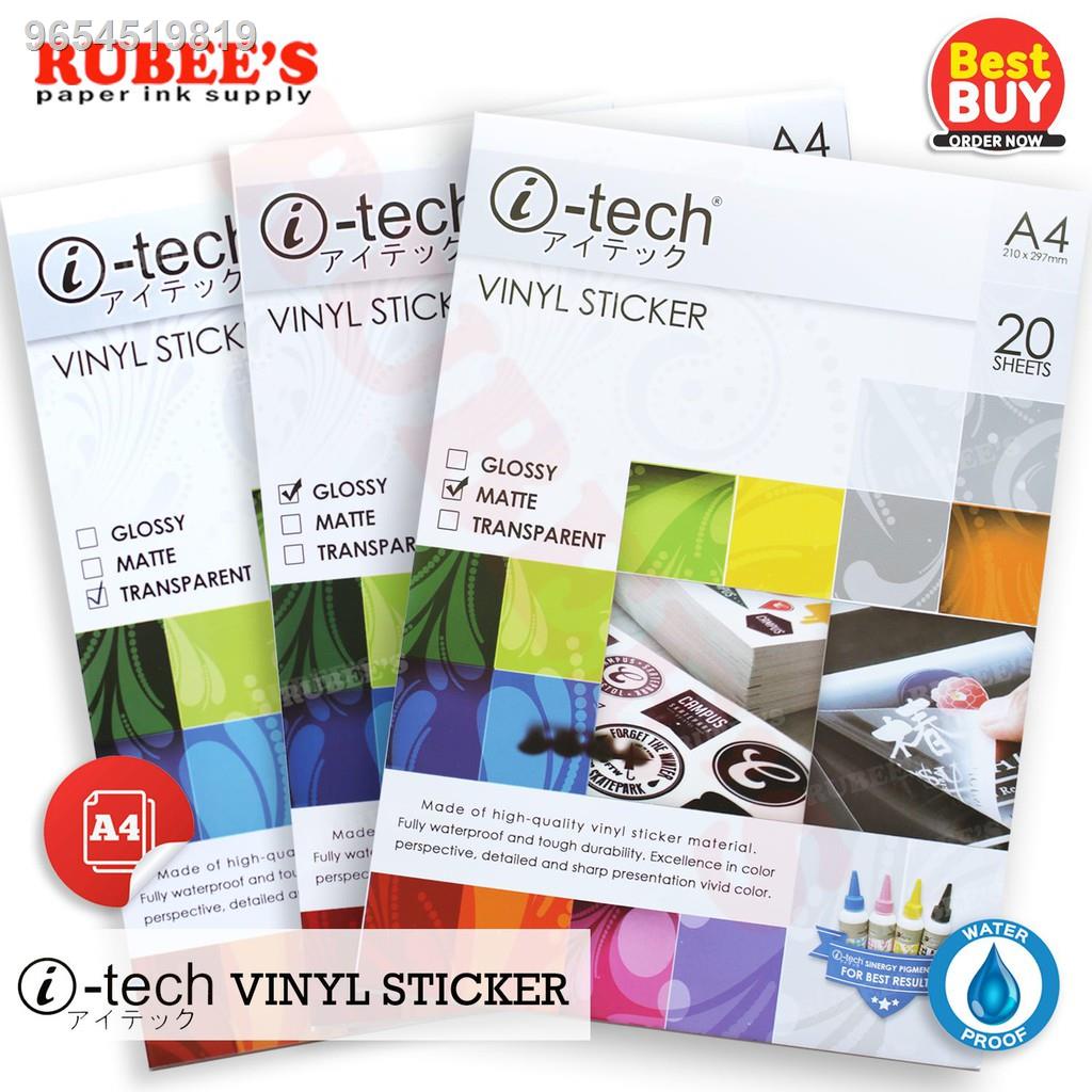 Itech Vinyl Sticker Waterproof A4 MATTE GLOSSY TRANSPARENT Shopee