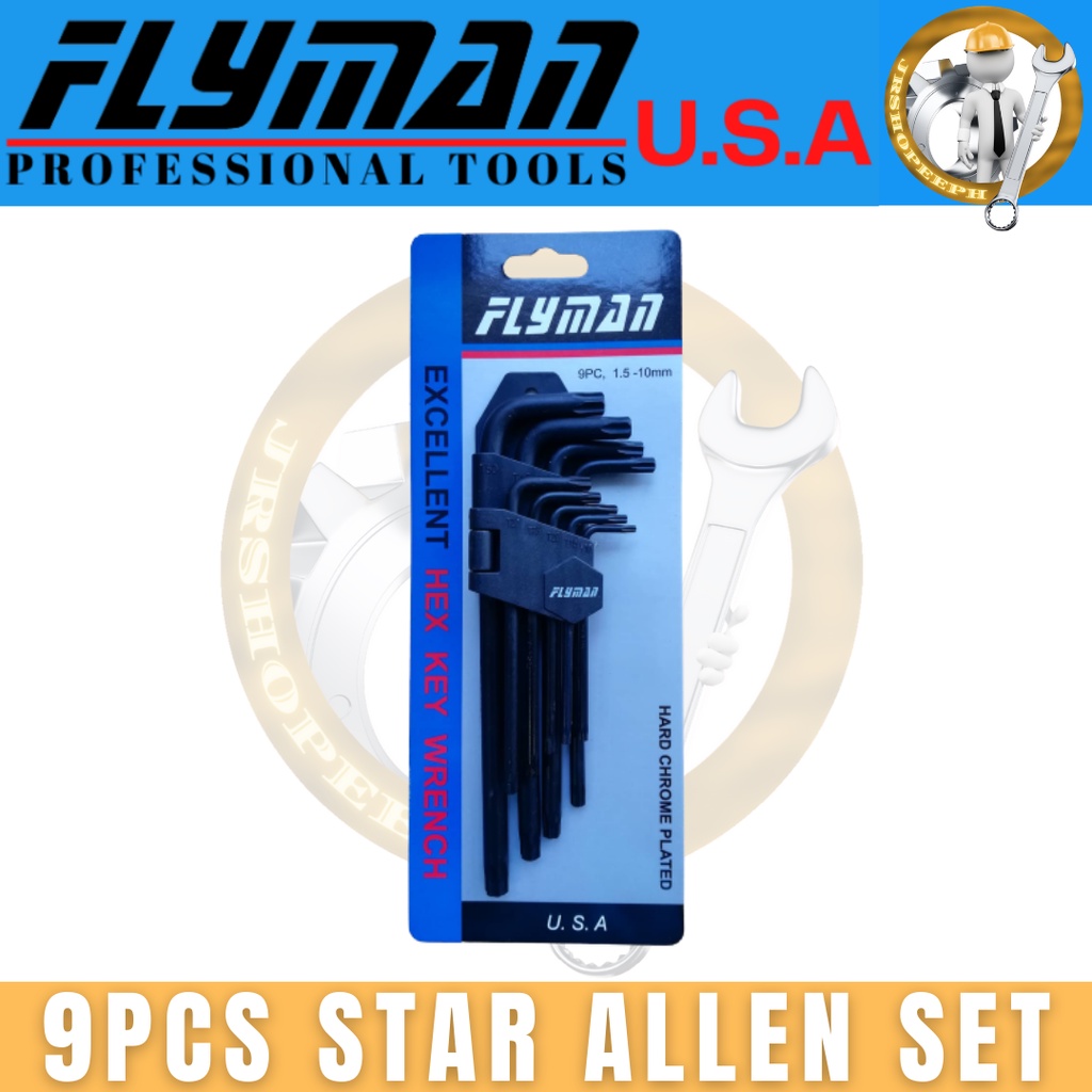 Flyman Tools Flyman Star Allen Wrench Medium Hard Chrome Plated Heavy