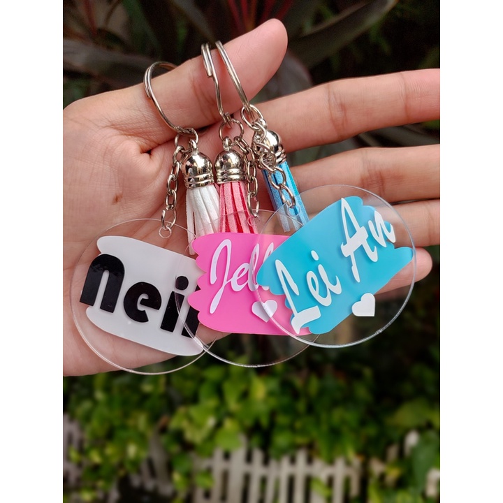 Personalized Acrylic Keychain Nametag Round With Tassel Souvenirs