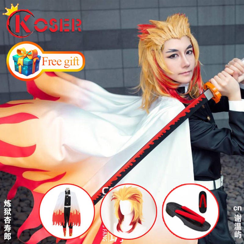 Coser KING Anime Demon Slayer Kimetsu NO Yaiba Cosplay Rengoku