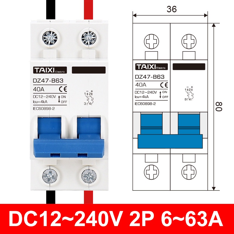 Photovoltaic DC MCB 12V 24V 48V 36V 110V 220V 6A 10A 16A 20A 25A 32A