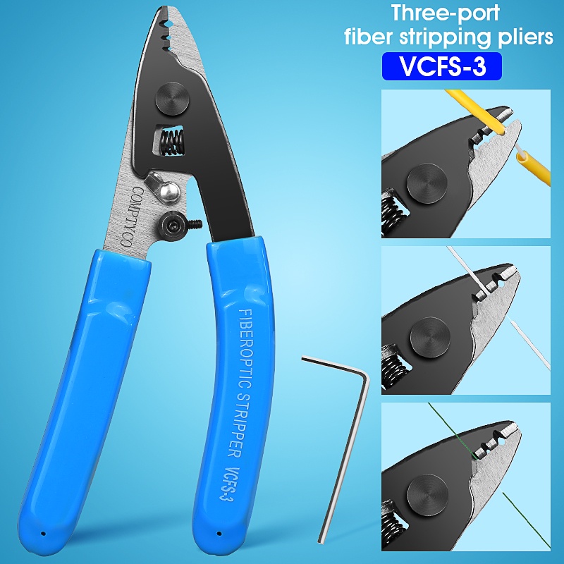 VCFS 3 Three Port Fiber Optical Stripper Pliers Wire Strippers FTTH