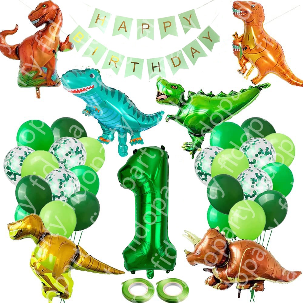 28pcs Dinosaur Theme Dinosaur Banner Number Balloons Party Decorations