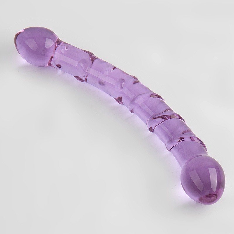 New Double Ended Crystal Purple Pyrex Glass Dildo Artificial Penis