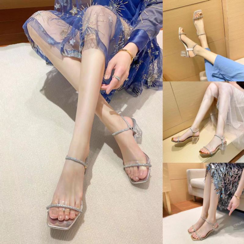 Mkc New Classy Style Elegant Glass Heels Sandals Inches Heels