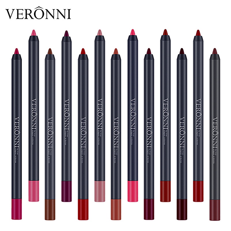 Veronni Colors Set Sexy Matte Lip Stick Lipliner Lip Liner Pencil