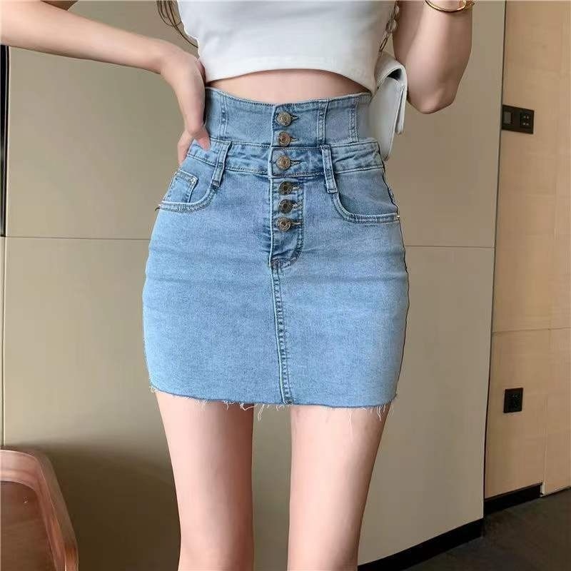 Women S Denim Skirt Vintage Tight Short Summer Sexy Korean High Waisted