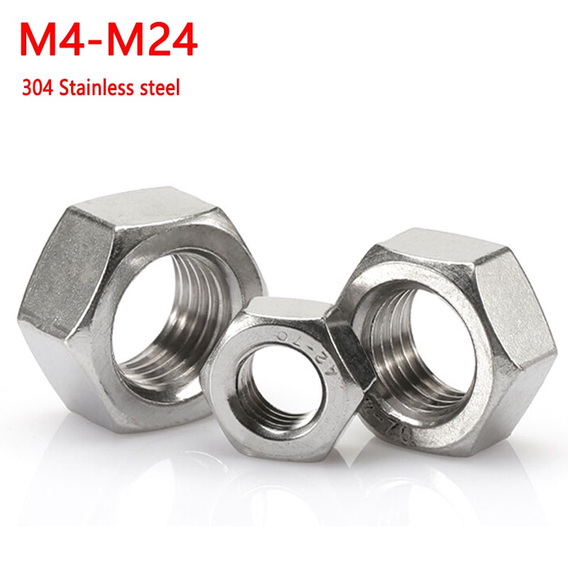 50Pcs M10 DIN934 Hex Hexagon Nut A2 70 304 Stainless Steel Hexagon Nut