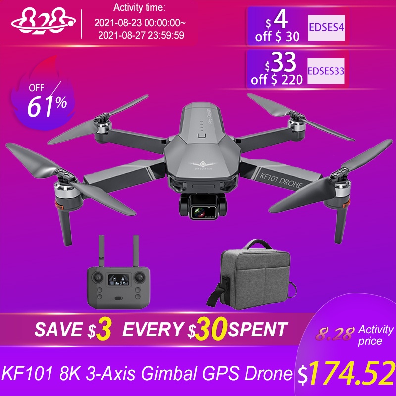 2021 NEW KF101 Drone GPS 4K 6K 8K HD Camera 3 Axis Gimbal Profesional