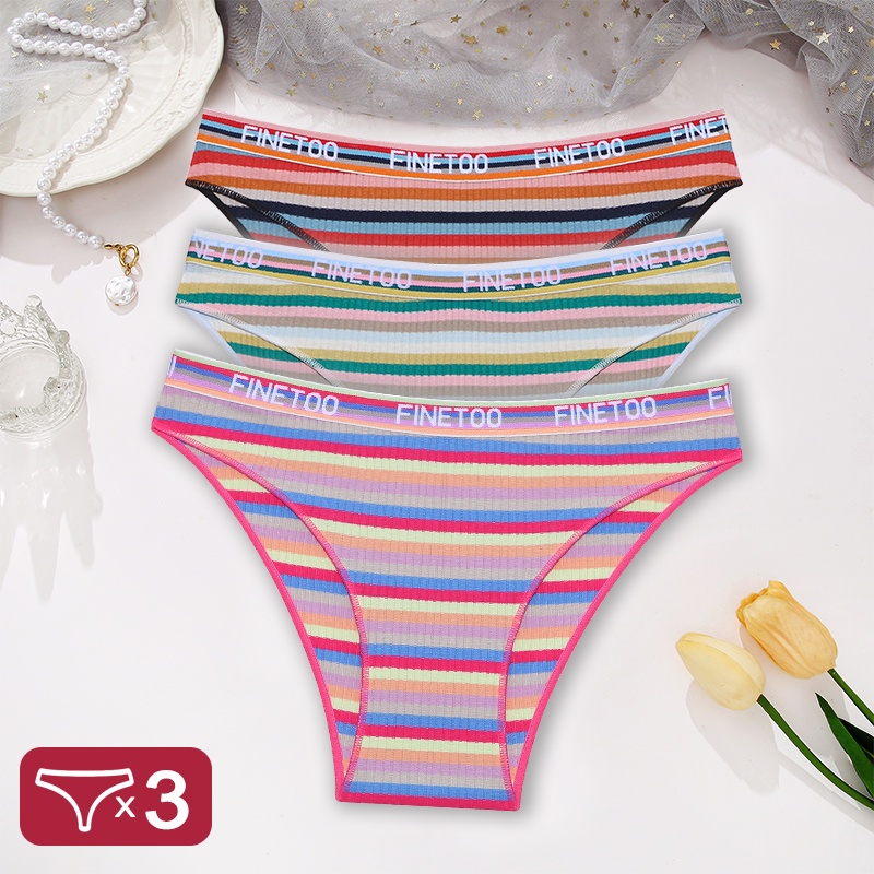 Finetoo Pcs Set Cotton Panty For Women Sexy Lingerie Rainbow Color