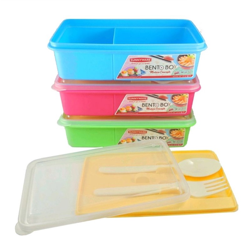 Sunnyware 516 Bento Box W Divider Lunch Box With Spoon Fork Shopee