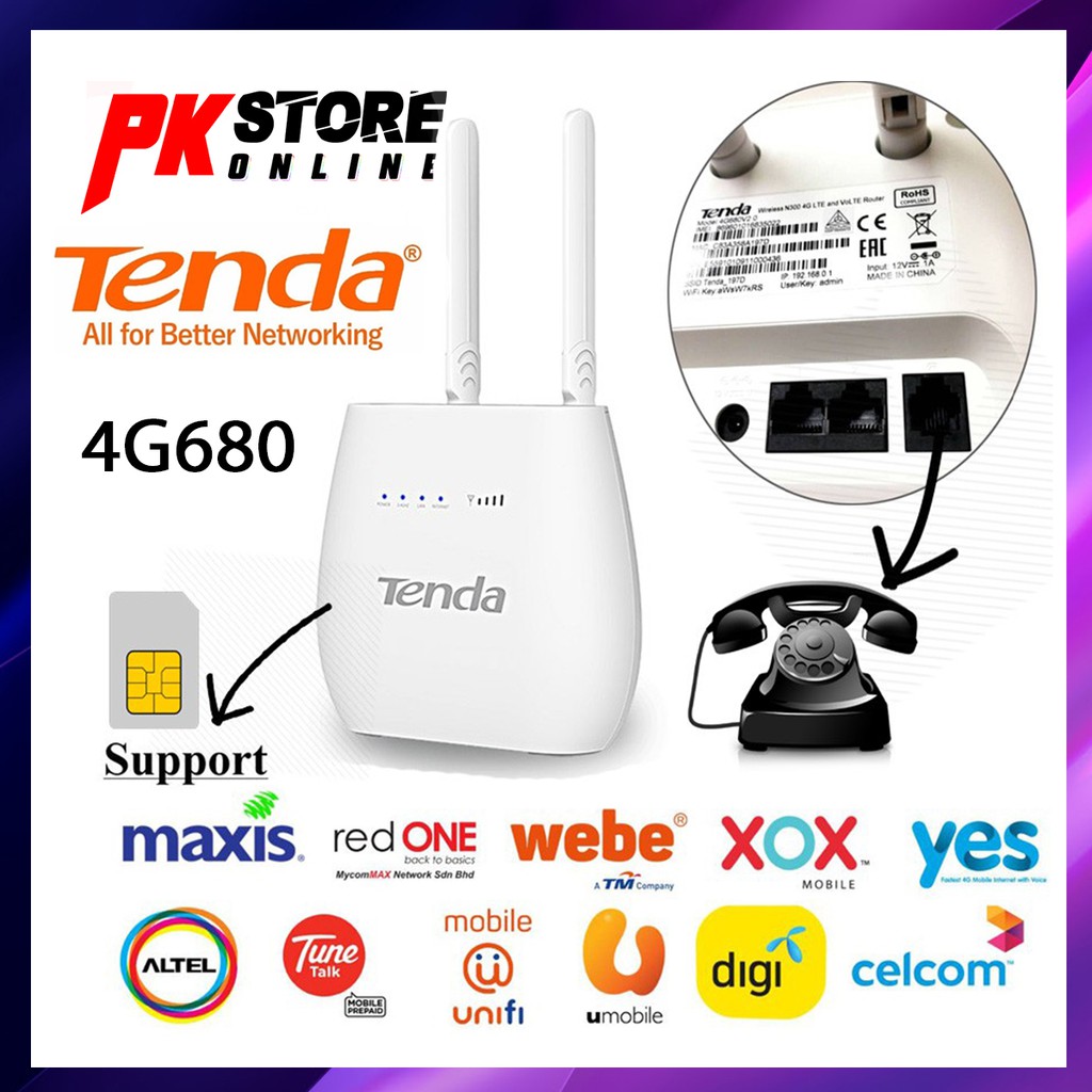 TENDA NEW 4G680 V2 4G LTE WIRELESS N300 WI FI MODEM ROUTER SYPPORT