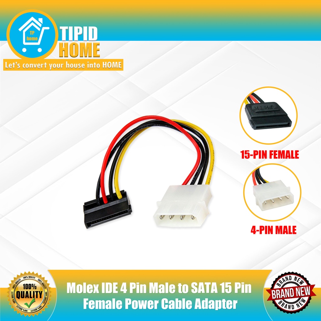 Molex Ide Pin Male To Sata Pin Female Power Cable Adapter Shopee