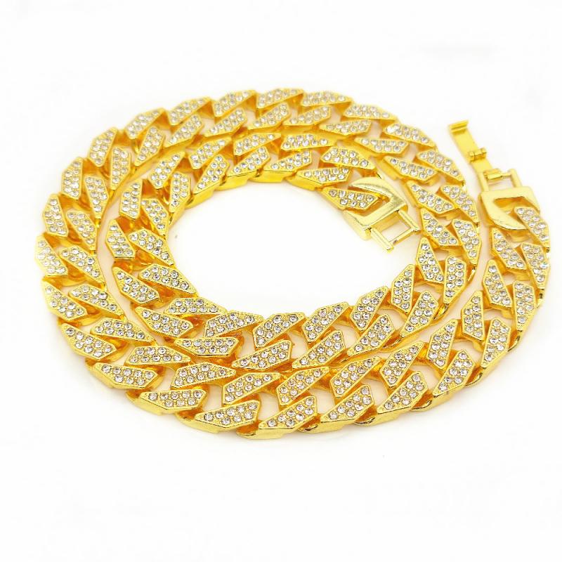 Mm Cuban Link Chain Luxury Shiny Inlaid Rhinestone Bracelet Fashion