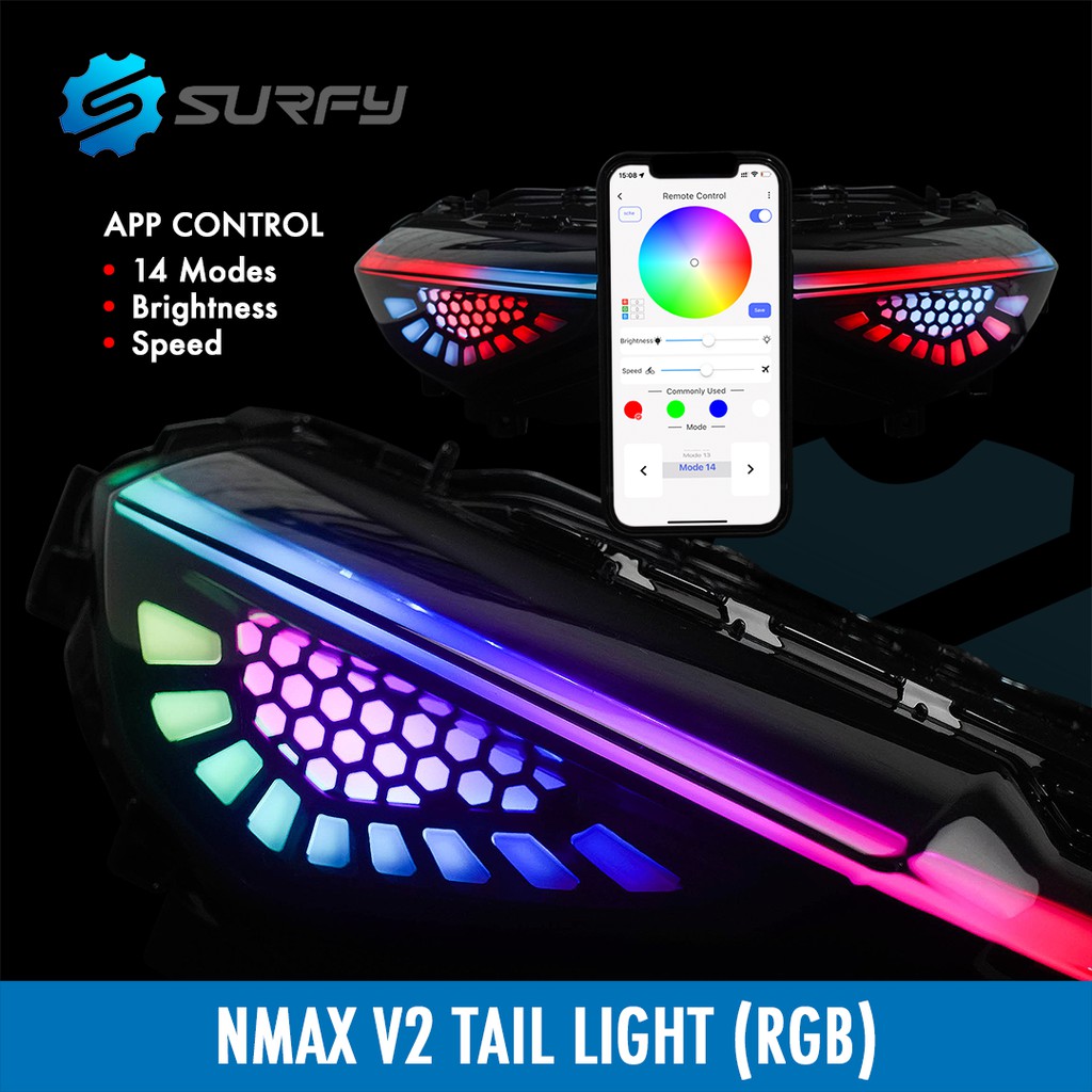 Nmax V Tail Light By App Control Rgb Smoke Flowing Led Lighting Plug