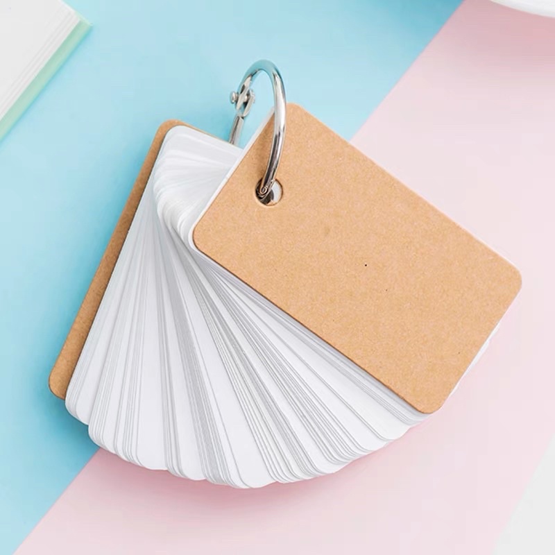 Kraft Paper Binder Ring Easy Flip Cards Study Memo Pads Portable