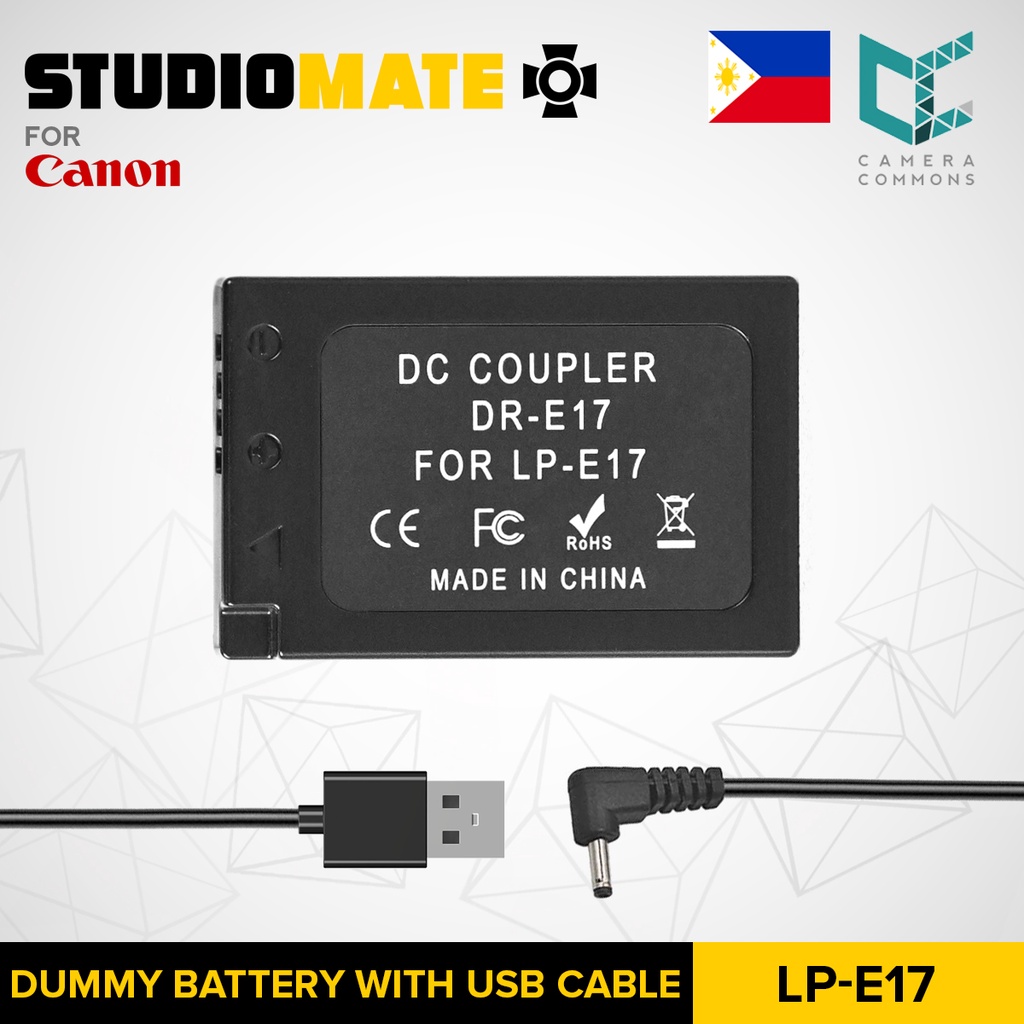 STUDIOMATE Dummy Battery LP E17 DR E17 DR E18 With USB Cable For Canon