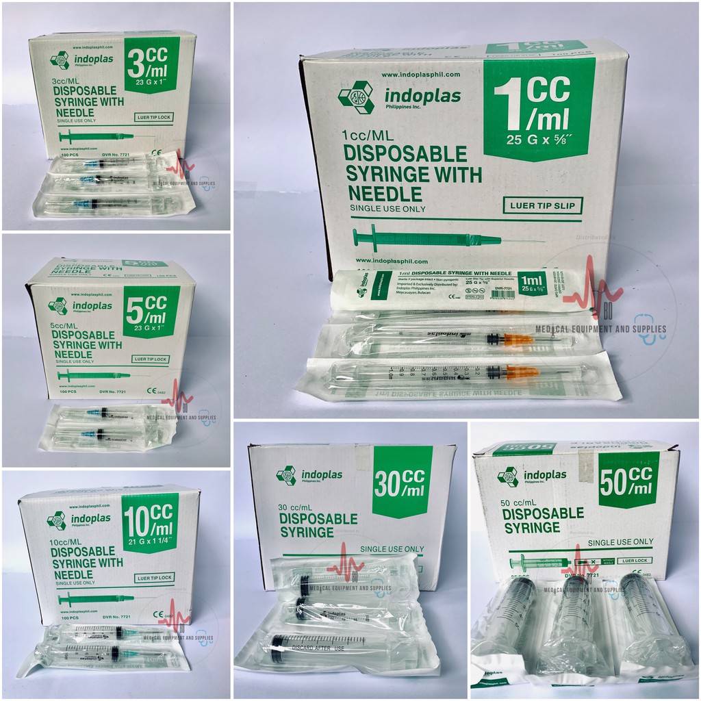 Indoplas Disposable Syringe 1cc 3cc 5cc 10cc 20cc 30cc 50cc