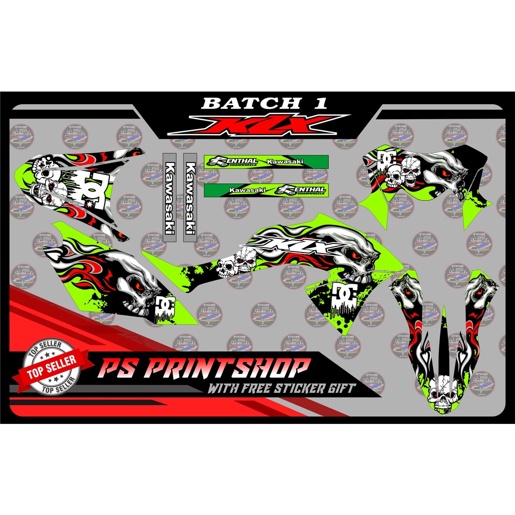 KLX 150L Large Kawasaki Full Set Sticker Decals Durable And High