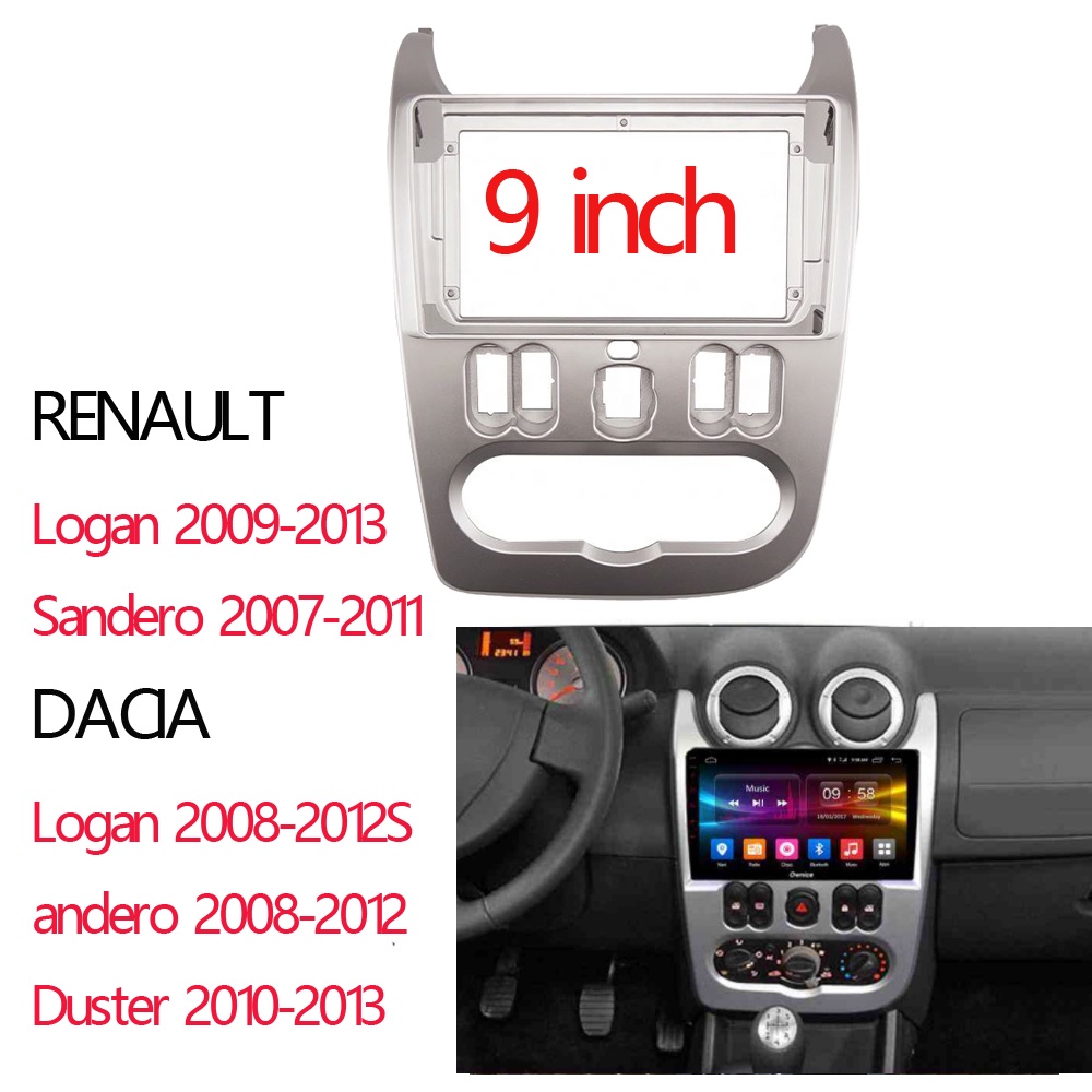 2 Din Car Radio Fascia For RENAULT Logan Sandero DACIA Duster Double