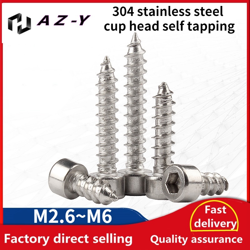 WDY100pcs M1 7 M2 M3 M4 M5 M6 304 Stainless Steel Hexagon Socket Self