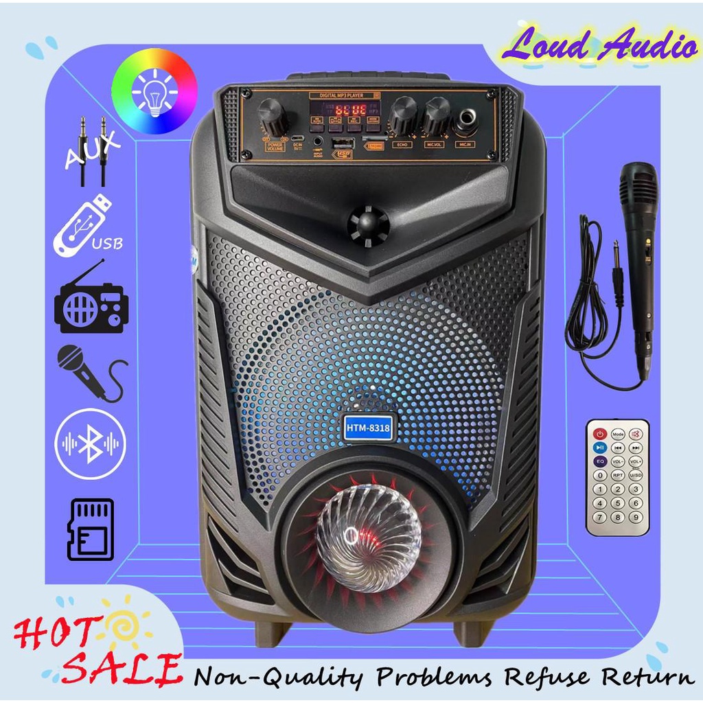 NDR P44 8 Inch BLUETOOTH Speaker Wireless Karaoke Led Light