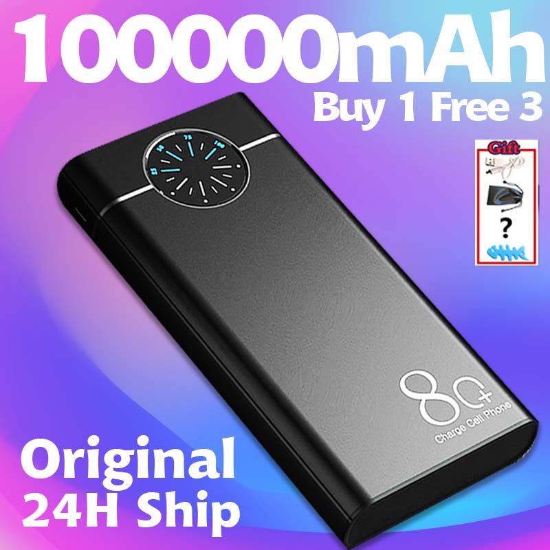 Original 100000mah Powerbank Quick Charge Power Bank Aluminum Portable