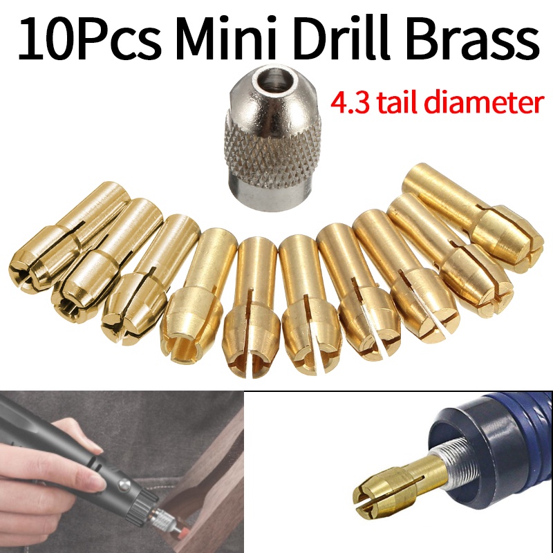 Pcs Set Brass Drill Chucks Collet Bits Mm Mm Shank Screw