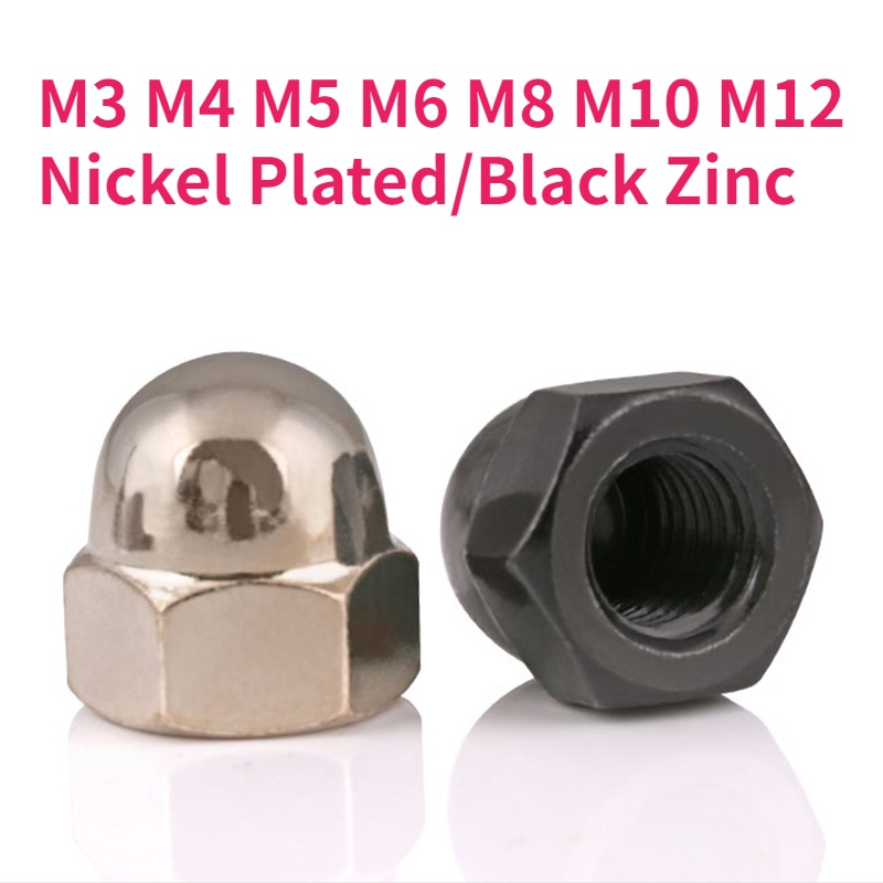 M3 M4 M5 M6 M8 M10 M12 Nickel Plated Black Zinc Cap Nuts Hex Hexagon