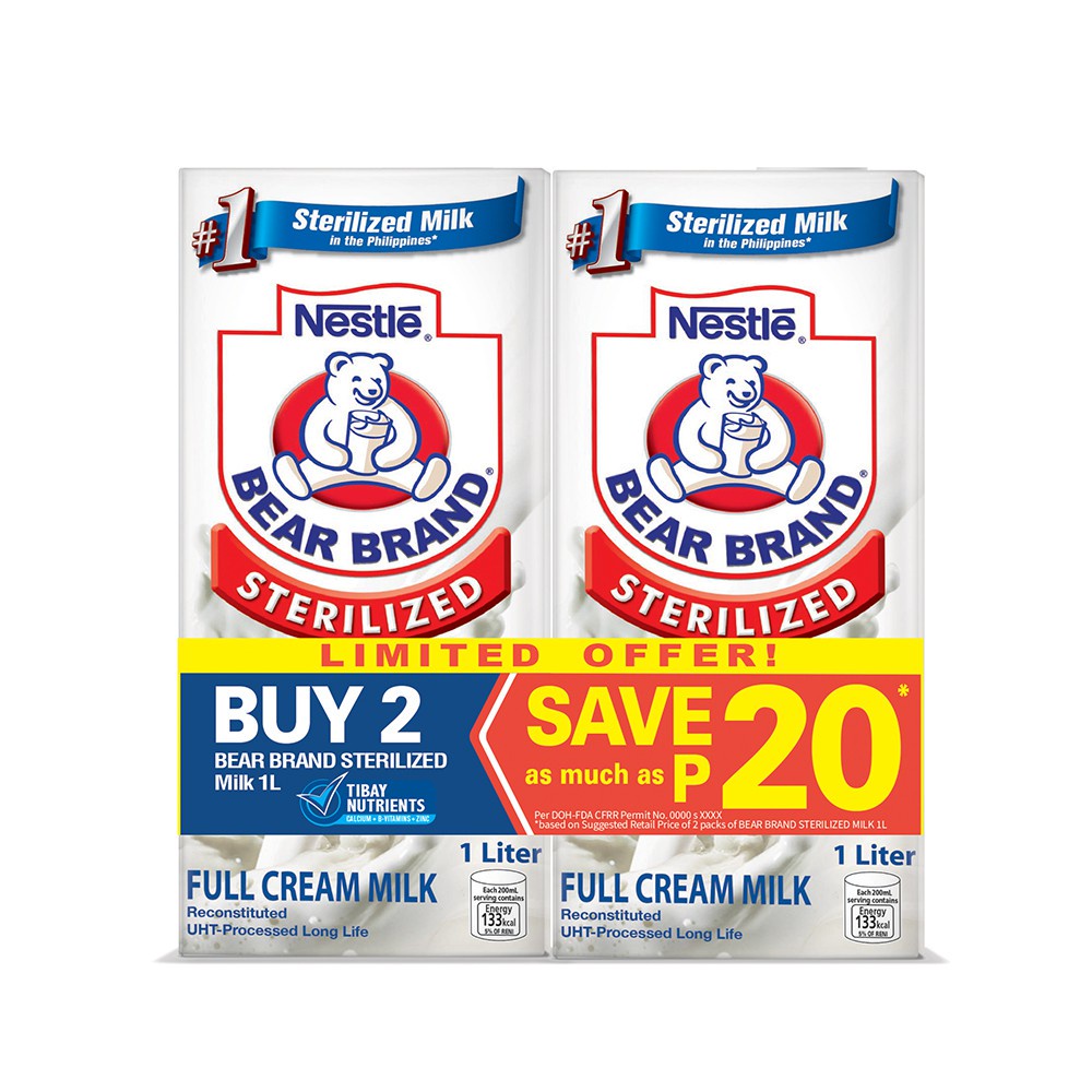 Bear Brand Sterilized UHT Milk 1L Buy 2 Save 20 Shopee Philippines