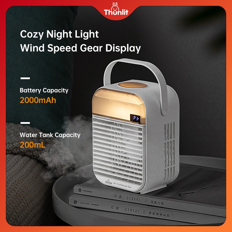 Thunlit Air Conditioner Fan Portable Mah Rechargeable Wind Speeds